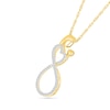 Thumbnail Image 1 of 0.148 CT. T.W. Diamond Heart-Top Infinity Loop Motherly Love Pendant in Sterling Silver with 14K Gold Plate