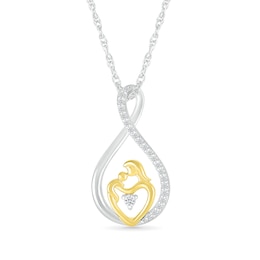 0.116 CT. T.W. Diamond Infinity Loop Motherly Love Pendant in Sterling Silver and 10K Gold