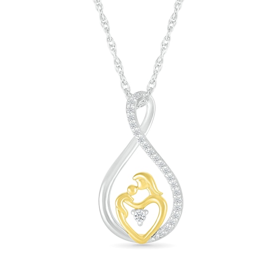 0.116 CT. T.W. Diamond Infinity Loop Motherly Love Pendant in Sterling Silver and 10K Gold