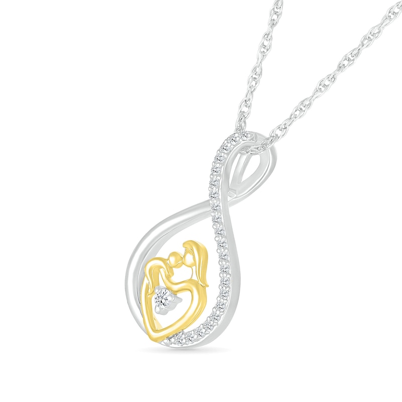 Main Image 2 of 0.116 CT. T.W. Diamond Infinity Loop Motherly Love Pendant in Sterling Silver and 10K Gold