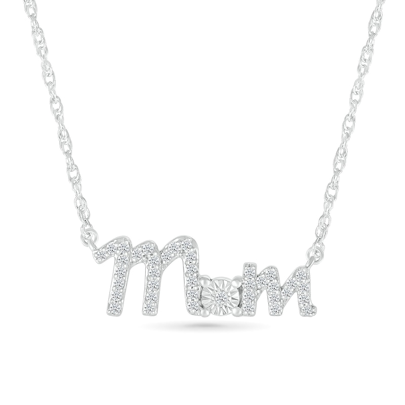 0.146 CT. T.W. Diamond "Mom" Necklace in Sterling Silver