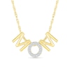 Thumbnail Image 1 of 0.065 CT. T.W. Diamond and Polished Alternating "MOM" Block Letter Pendant in Sterling Silver with 14K Gold Plate