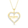 Thumbnail Image 0 of 0.18 CT. T.W. Diamond Ribbon Heart Outline with Cursive "mom" Pendant in Sterling Silver with 14K Gold Plate