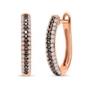 Thumbnail Image 1 of 0.35 CT. T.W. Champagne and White Diamond Double Row U-Hoop Earrings in 14K Rose Gold