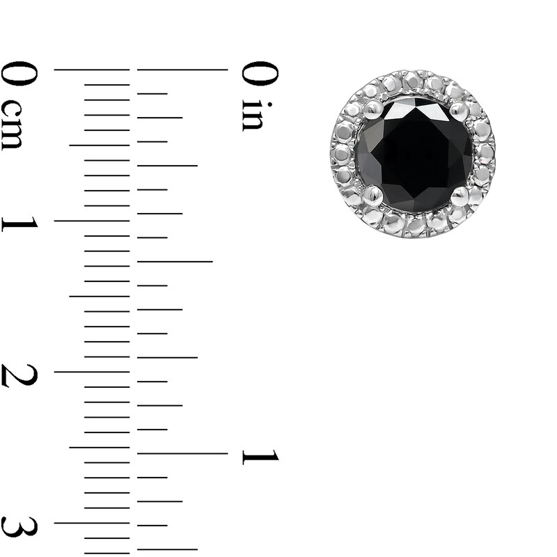 2.00 CT. T.W. Black Diamond Solitaire Beaded Frame Stud Earrings in Sterling Silver