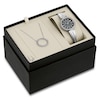 Thumbnail Image 0 of Ladies' Bulova Crystal Accent Bangle Watch with Black Mother-of-Pearl Dial and Circle Necklace Box Set (Model: 96X152)