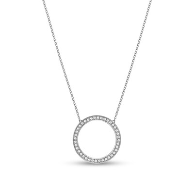 Ladies' Bulova Crystal Accent Bangle Watch with Black Mother-of-Pearl Dial and Circle Necklace Box Set (Model: 96X152)