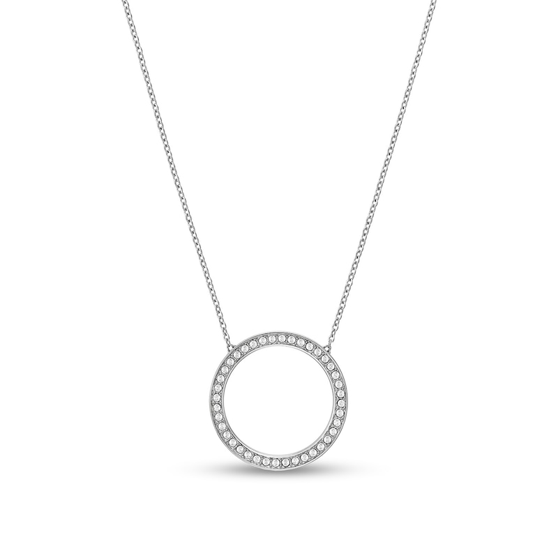 Ladies' Bulova Crystal Accent Bangle Watch with Black Mother-of-Pearl Dial and Circle Necklace Box Set (Model: 96X152)
