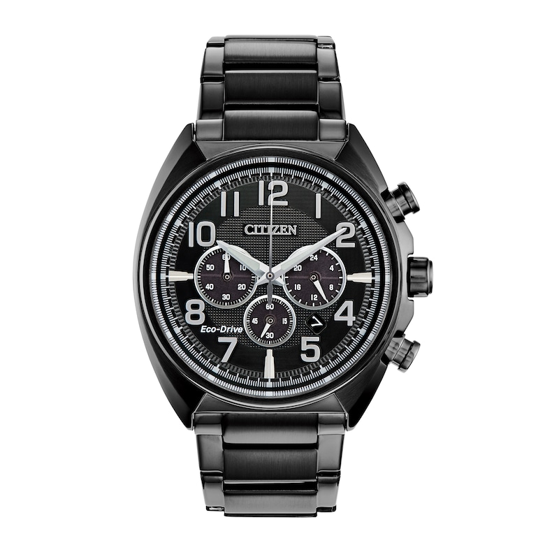 Men's Citizen Eco-Drive® Brycen Black IP Chronograph Watch and Chain Bracelet Box Set (Model: CA4285-68E)