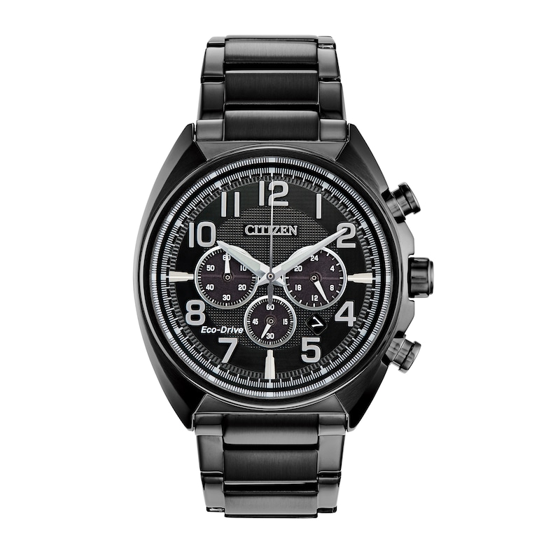 Main Image 2 of Men's Citizen Eco-Drive® Brycen Black IP Chronograph Watch and Chain Bracelet Box Set (Model: CA4285-68E)