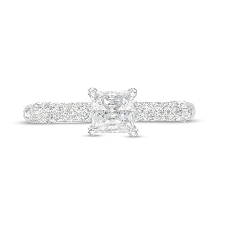 Kleinfeld® 1.115 CT. T.W. Princess-Cut Diamond Solitaire Triple Row Engagement Ring in 14K White Gold (I/I1)