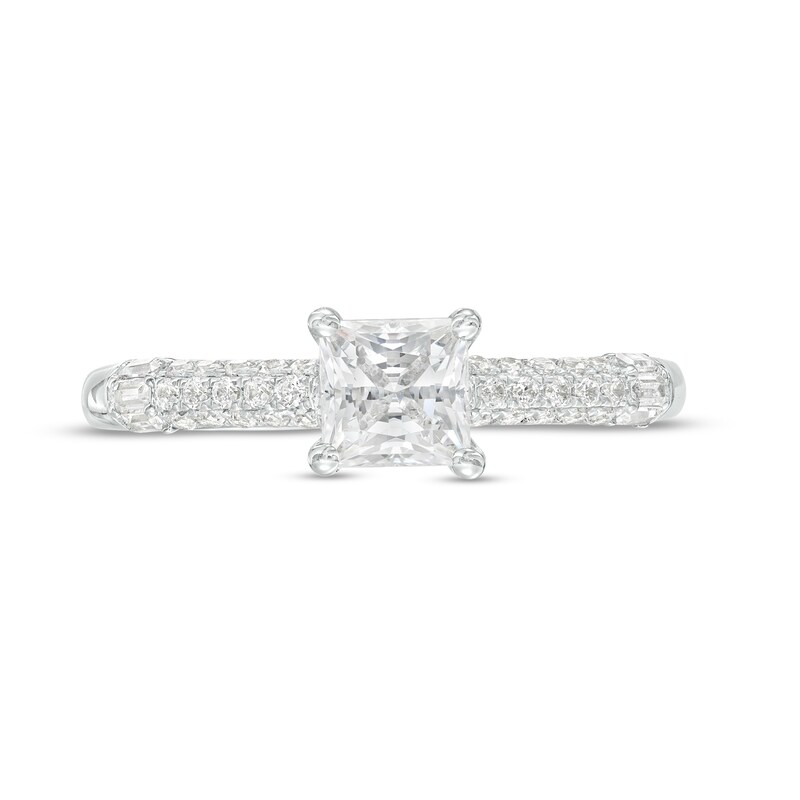 Kleinfeld® 1.115 CT. T.W. Princess-Cut Diamond Solitaire Triple Row Engagement Ring in 14K White Gold (I/I1)