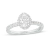 Thumbnail Image 0 of Kleinfeld® 1.115 CT. T.W. Oval Diamond Frame Engagement Ring in 14K White Gold (I/I1)
