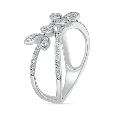 0.40 CT. T.W. Marquise-Shaped Multi-Diamond Scatter Open Shank Ring in 10K White Gold