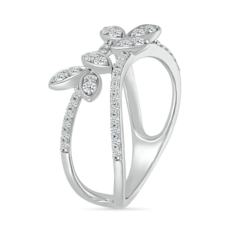 Main Image 2 of 0.40 CT. T.W. Marquise-Shaped Multi-Diamond Scatter Open Shank Ring in 10K White Gold