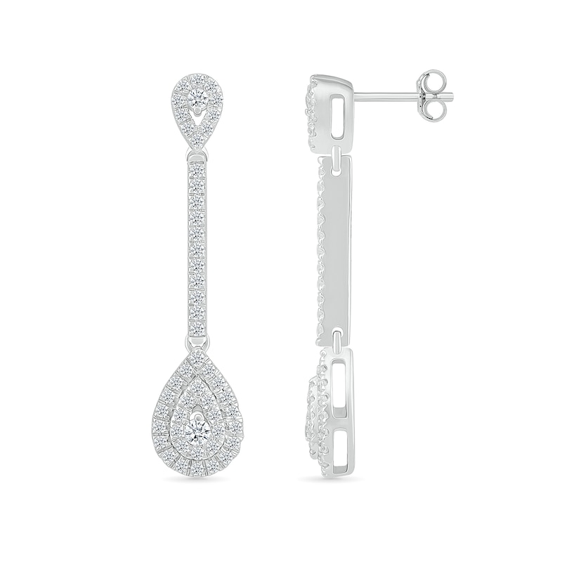 0.50 CT. T.W. Pear-Shaped Multi-Diamond Frame Drop Earrings in 10K White Gold