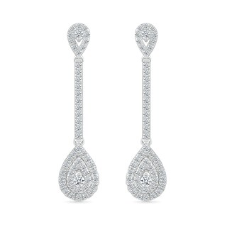 0.50 CT. T.W. Pear-Shaped Multi-Diamond Frame Drop Earrings in 10K White Gold