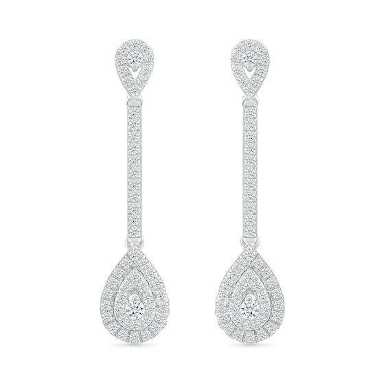 0.50 CT. T.W. Pear-Shaped Multi-Diamond Frame Drop Earrings in 10K White Gold
