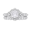 Thumbnail Image 4 of 6.5mm White Lab-Created Sapphire and 0.06 CT. T.W. Diamond Flower Frame Bridal Set in 10K White Gold