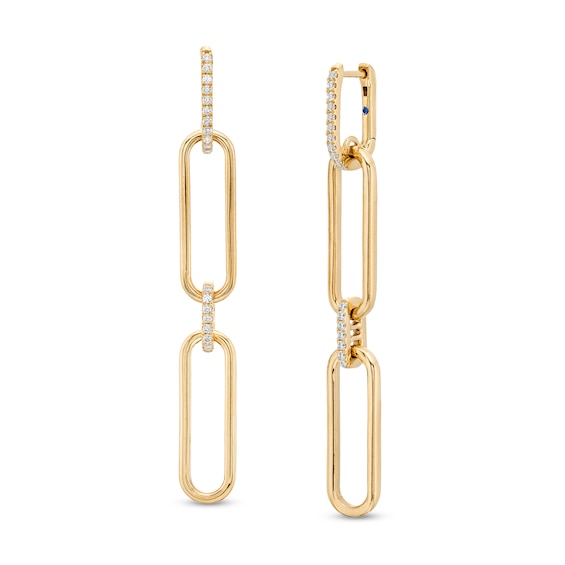 The Kindred Links from Vera Wang Love Collection 0.23 CT. T.W. Diamond Paper Clip Link Drop Earrings in 10K Gold