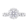 Thumbnail Image 4 of 6.5mm White Lab-Created Sapphire and Diamond Accent Scallop Edge Frame Bridal Set in 10K White Gold