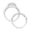 Thumbnail Image 5 of 6.5mm White Lab-Created Sapphire and Diamond Accent Scallop Edge Frame Bridal Set in 10K White Gold