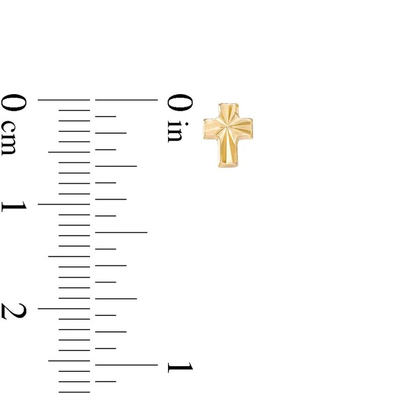 Child's Diamond-Cut Cross Stud Earrings in 14K Gold