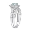 Thumbnail Image 3 of 6.5mm Aquamarine, White Topaz and 0.06 CT. T.W. Diamond Flower Frame Bridal Set in 10K White Gold