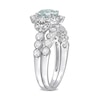 Thumbnail Image 2 of 6.5mm Aquamarine, White Topaz and 0.06 CT. T.W. Diamond Flower Frame Bridal Set in 10K White Gold