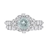 Thumbnail Image 4 of 6.5mm Aquamarine, White Topaz and 0.06 CT. T.W. Diamond Flower Frame Bridal Set in 10K White Gold