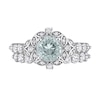 Thumbnail Image 3 of 6.5mm Aquamarine, White Topaz and 0.06 CT. T.W. Diamond Flower Frame Bridal Set in 10K White Gold