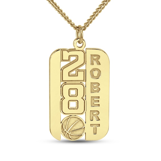 Engravable Number, Name and Sport Dog Tag Pendant (1 Number, Line and