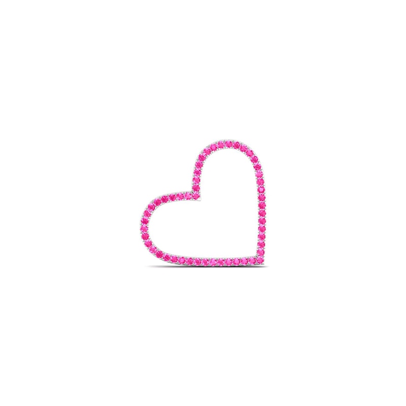 Moments of Love Pink Sapphire Small Heart Charm in 10K White Gold