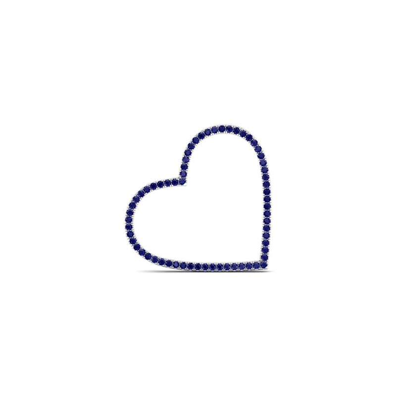 Moments of Love Blue Sapphire Medium Heart Charm in 10K White Gold