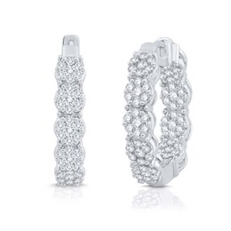 1.00 CT. T.W. Multi-Diamond Inside-Out Hoop Earrings in 10K White Gold