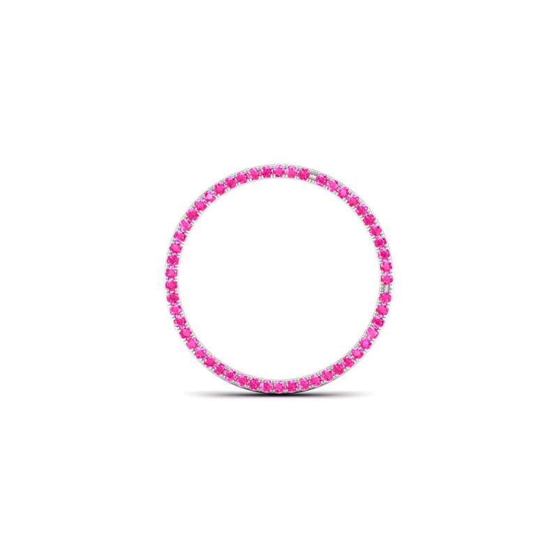 Moments of Love Pink Sapphire Medium Circle Charm in 10K White Gold