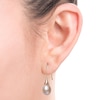 Thumbnail Image 2 of 8.0-9.0mm Oval Pink Freshwater Cultured Pearl Floral Drop Earrings in 14K Rose Gold