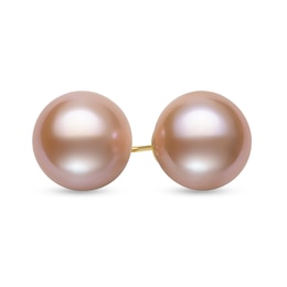 11.0-12.0mm Pink Freshwater Cultured Pearl Stud Earrings in 14K Gold