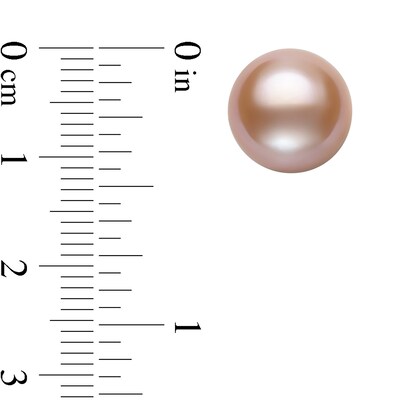 11.0-12.0mm Pink Freshwater Cultured Pearl Stud Earrings in 14K Gold