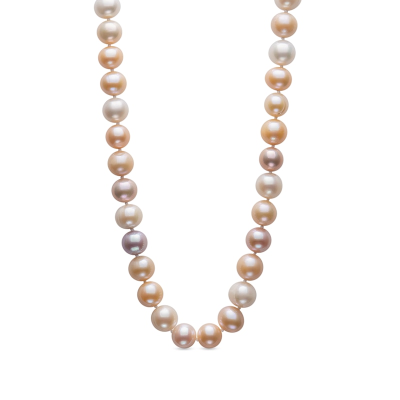 10.5-12.5mm Multi-Colour Cultured Freshwater Pearl Strand Necklace with 14K Gold Clasp