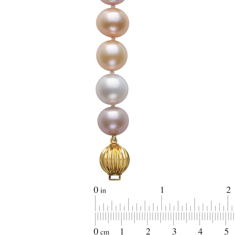 10.5-12.5mm Multi-Colour Cultured Freshwater Pearl Strand Necklace with 14K Gold Clasp