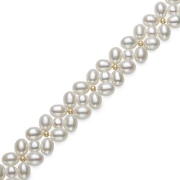 3.0-7.0mm Oval and Baroque Cultured Freshwater Pearl Strand Bracelet with 14K Gold Clasp