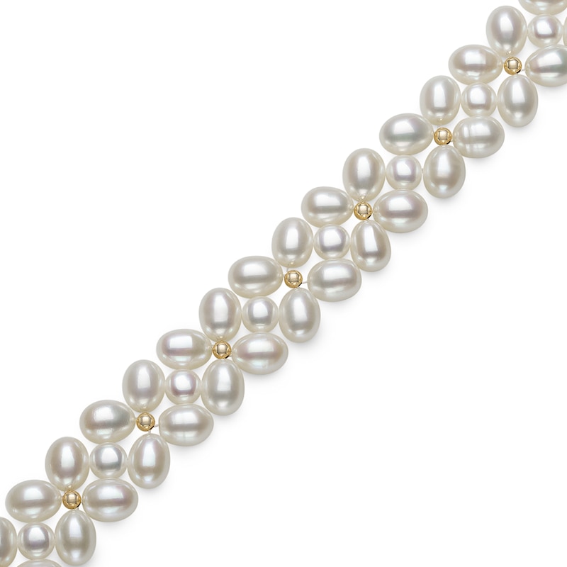 3.0-7.0mm Oval and Baroque Cultured Freshwater Pearl Strand Bracelet with 14K Gold Clasp|Peoples Jewellers