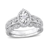 Thumbnail Image 0 of 0.21 CT. T.W. Diamond Marquise Frame Twist Vintage-Style Bridal Set in Sterling Silver