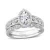 Thumbnail Image 1 of 0.21 CT. T.W. Diamond Marquise Frame Twist Vintage-Style Bridal Set in Sterling Silver