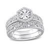 Thumbnail Image 1 of 0.25 CT. T.W. Diamond Hexagonal Frame Vintage-Style Art Deco Bridal Set in Sterling Silver