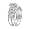 Thumbnail Image 3 of 0.25 CT. T.W. Diamond Hexagonal Frame Vintage-Style Art Deco Bridal Set in Sterling Silver