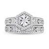 Thumbnail Image 4 of 0.25 CT. T.W. Diamond Hexagonal Frame Vintage-Style Art Deco Bridal Set in Sterling Silver