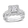 Thumbnail Image 1 of 0.20 CT. T.W. Diamond Square Frame Twist Vintage-Style Bridal Set in Sterling Silver