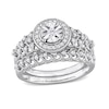 Thumbnail Image 1 of 0.29 CT. T.W. Diamond Frame Vintage-Style Heart Shank Bridal Set in Sterling Silver